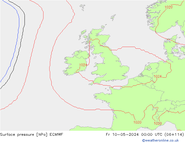 pressão do solo ECMWF Sex 10.05.2024 00 UTC