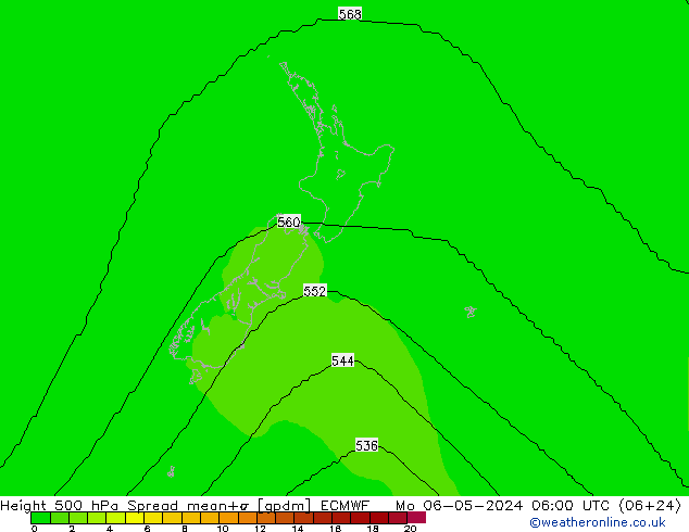 Height 500 hPa Spread ECMWF pon. 06.05.2024 06 UTC