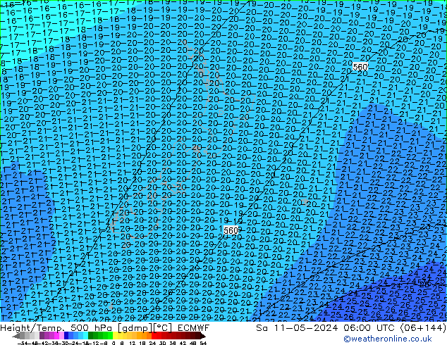 Hoogte/Temp. 500 hPa ECMWF za 11.05.2024 06 UTC