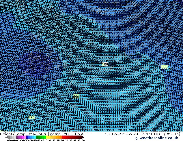 Height/Temp. 500 гПа ECMWF Вс 05.05.2024 12 UTC