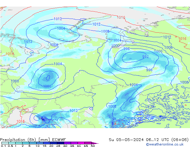 Precipitación (6h) ECMWF dom 05.05.2024 12 UTC