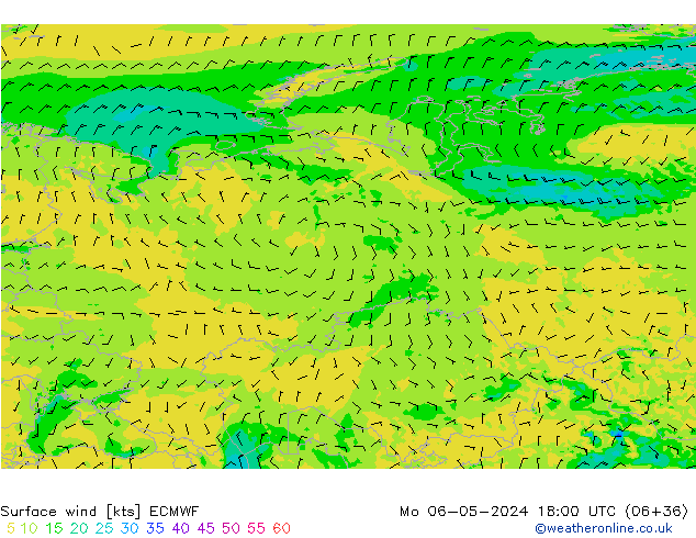 Surface wind ECMWF Mo 06.05.2024 18 UTC