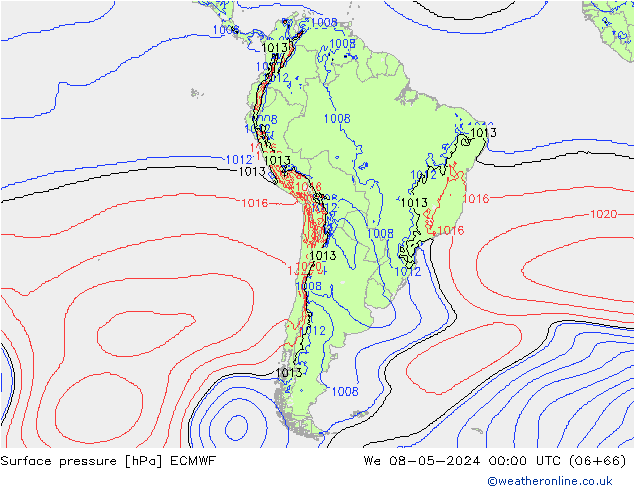 Surface pressure ECMWF We 08.05.2024 00 UTC