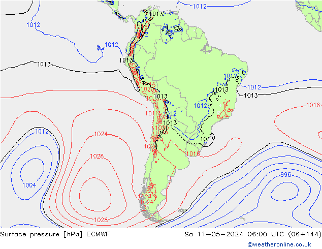 приземное давление ECMWF сб 11.05.2024 06 UTC