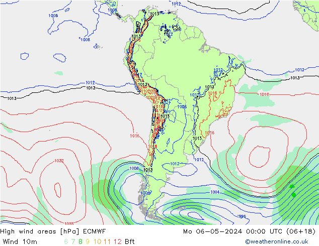 Izotacha ECMWF pon. 06.05.2024 00 UTC