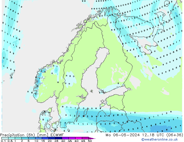 Nied. akkumuliert (6Std) ECMWF Mo 06.05.2024 18 UTC