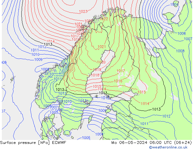 ciśnienie ECMWF pon. 06.05.2024 06 UTC