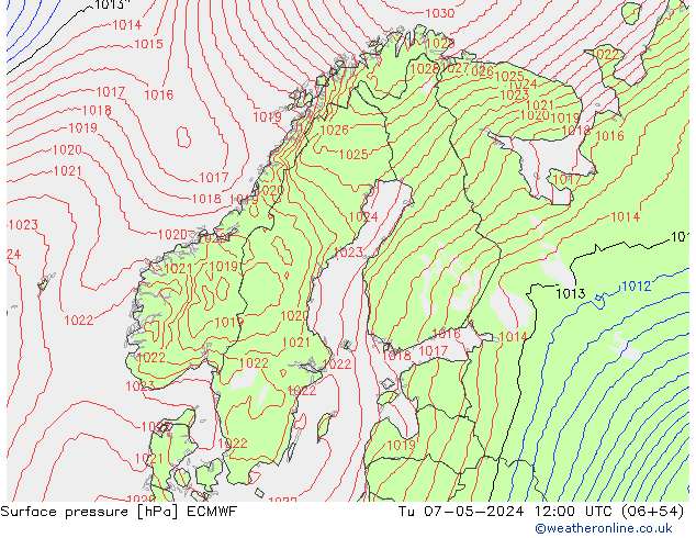 Luchtdruk (Grond) ECMWF di 07.05.2024 12 UTC