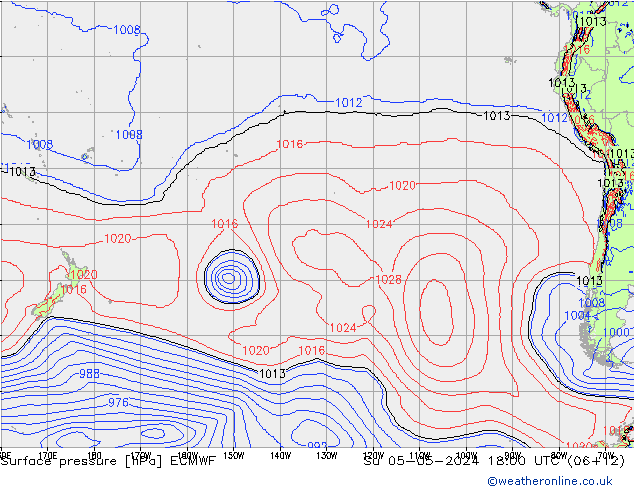 Pressione al suolo ECMWF dom 05.05.2024 18 UTC