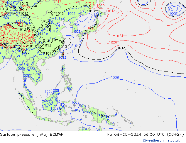 Bodendruck ECMWF Mo 06.05.2024 06 UTC