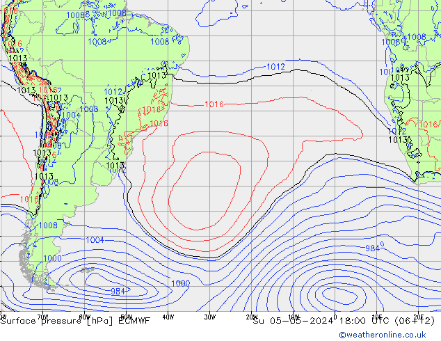 Luchtdruk (Grond) ECMWF zo 05.05.2024 18 UTC