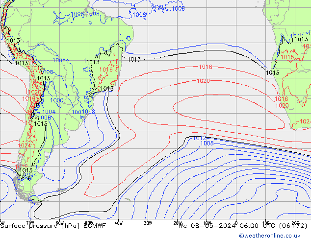 Yer basıncı ECMWF Çar 08.05.2024 06 UTC