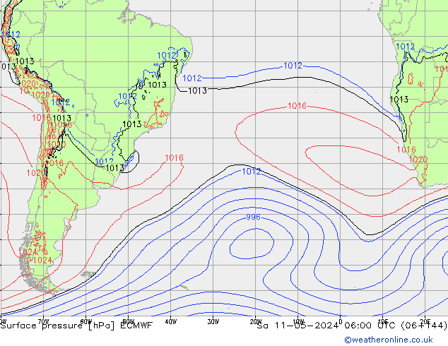 приземное давление ECMWF сб 11.05.2024 06 UTC