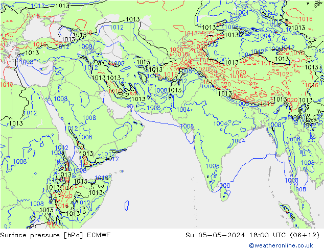 pressão do solo ECMWF Dom 05.05.2024 18 UTC