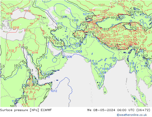 Luchtdruk (Grond) ECMWF wo 08.05.2024 06 UTC