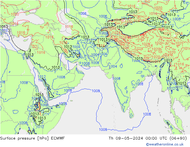 Presión superficial ECMWF jue 09.05.2024 00 UTC