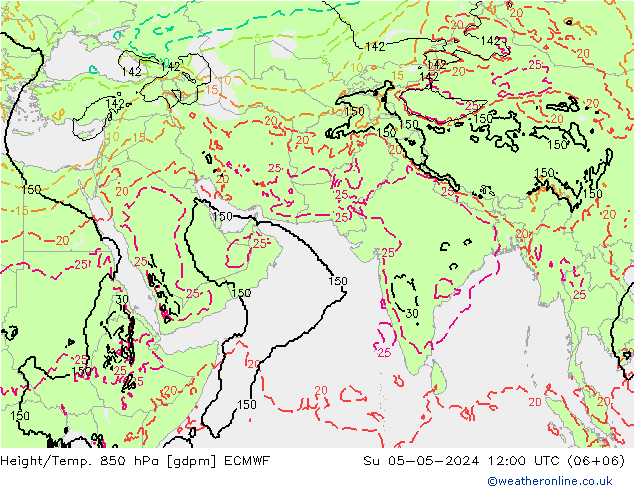 Height/Temp. 850 hPa ECMWF 星期日 05.05.2024 12 UTC