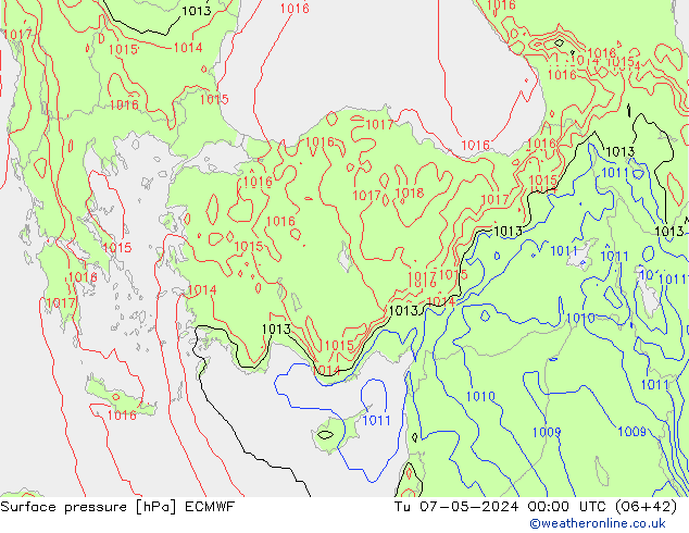 Pressione al suolo ECMWF mar 07.05.2024 00 UTC