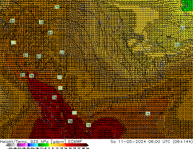 Hoogte/Temp. 925 hPa ECMWF za 11.05.2024 06 UTC