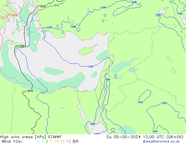 High wind areas ECMWF Вс 05.05.2024 12 UTC