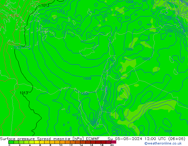 pressão do solo Spread ECMWF Dom 05.05.2024 12 UTC