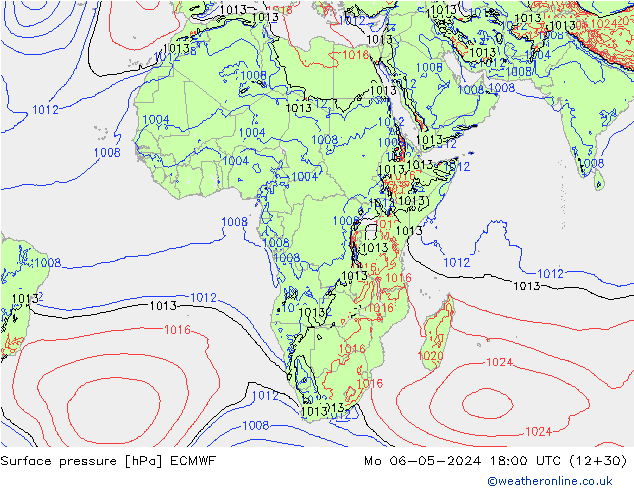 Atmosférický tlak ECMWF Po 06.05.2024 18 UTC