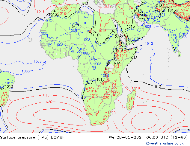 ciśnienie ECMWF śro. 08.05.2024 06 UTC