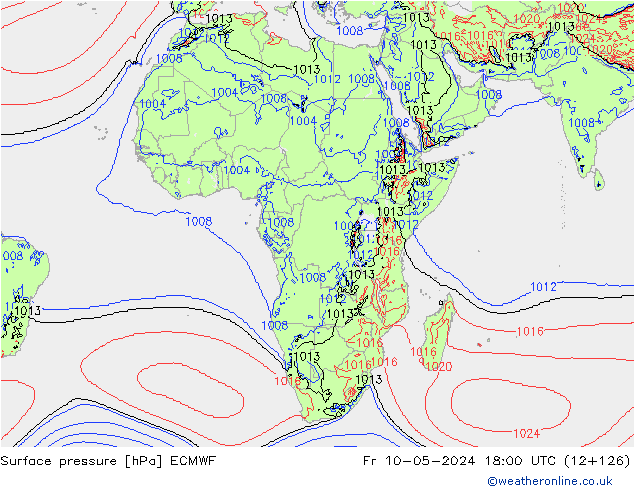 pressão do solo ECMWF Sex 10.05.2024 18 UTC