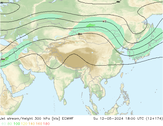 Jet stream/Height 300 hPa ECMWF Su 12.05.2024 18 UTC