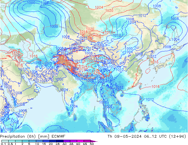 Yağış (6h) ECMWF Per 09.05.2024 12 UTC