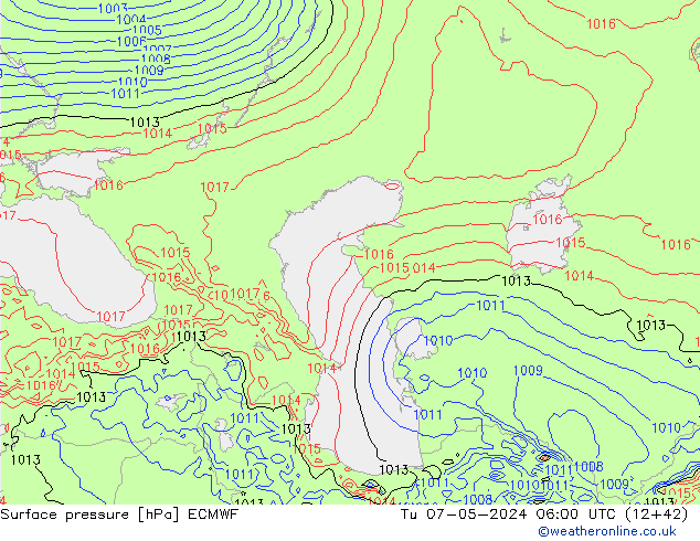 Pressione al suolo ECMWF mar 07.05.2024 06 UTC