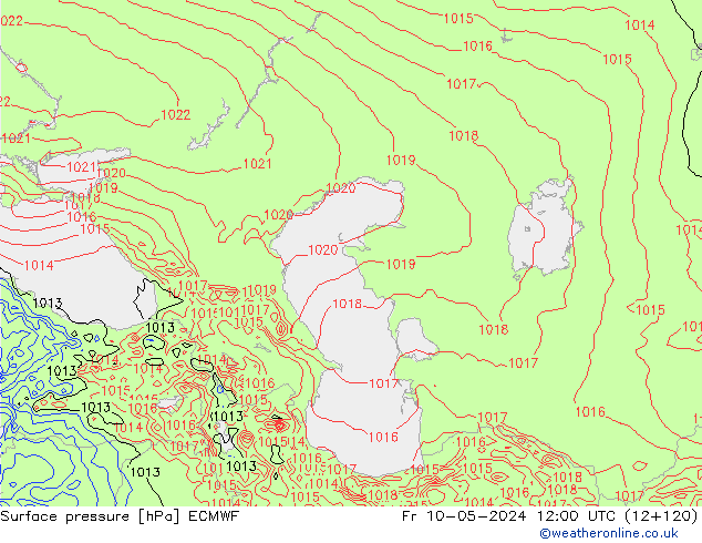 Atmosférický tlak ECMWF Pá 10.05.2024 12 UTC