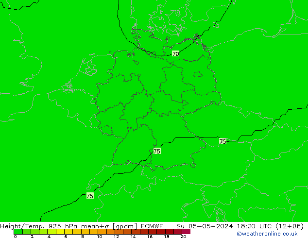 Height/Temp. 925 hPa ECMWF Ne 05.05.2024 18 UTC