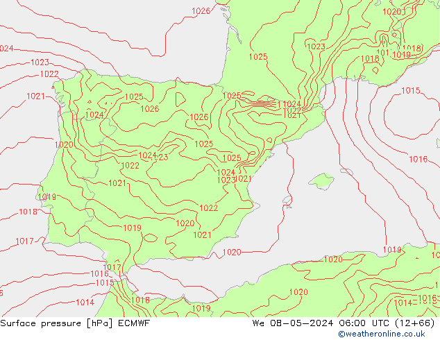 Bodendruck ECMWF Mi 08.05.2024 06 UTC