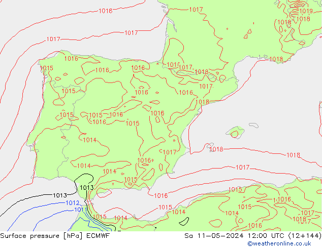 Atmosférický tlak ECMWF So 11.05.2024 12 UTC