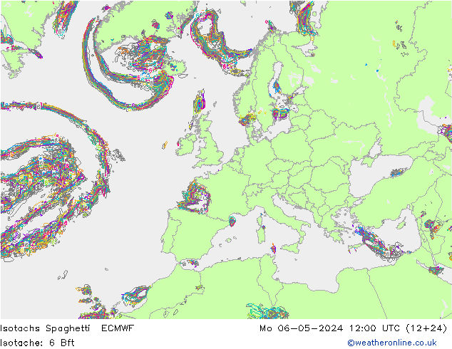Isotachen Spaghetti ECMWF Mo 06.05.2024 12 UTC