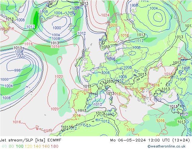 Polarjet/Bodendruck ECMWF Mo 06.05.2024 12 UTC