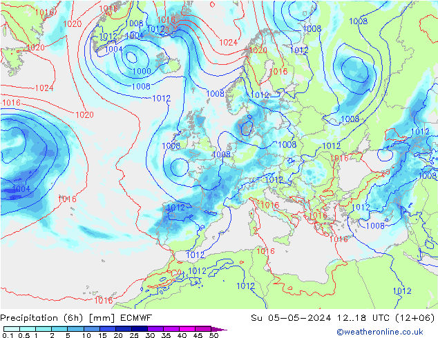 Nied. akkumuliert (6Std) ECMWF So 05.05.2024 18 UTC