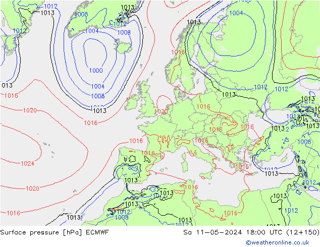 Pressione al suolo ECMWF sab 11.05.2024 18 UTC