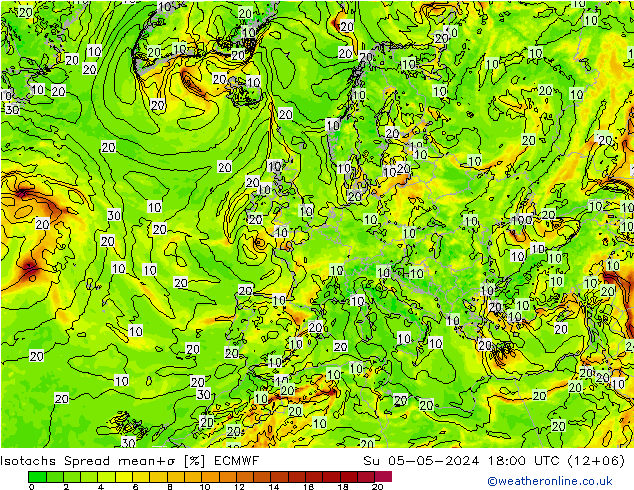 Isotachen Spread ECMWF So 05.05.2024 18 UTC