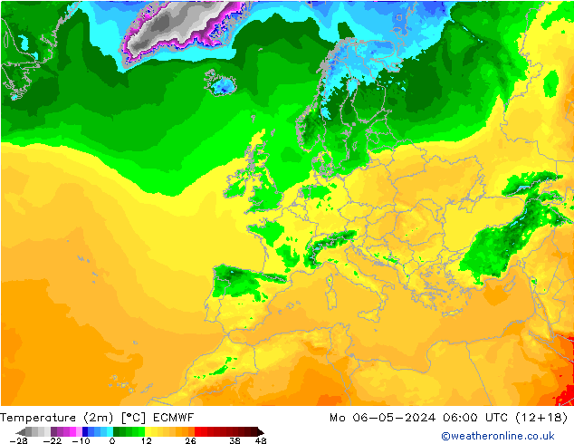 Temperature (2m) ECMWF Po 06.05.2024 06 UTC