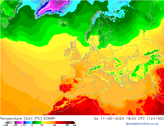 Sıcaklık Haritası (2m) ECMWF Cts 11.05.2024 18 UTC