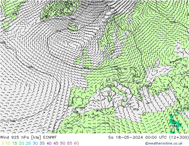 Wind 925 hPa ECMWF Sa 18.05.2024 00 UTC