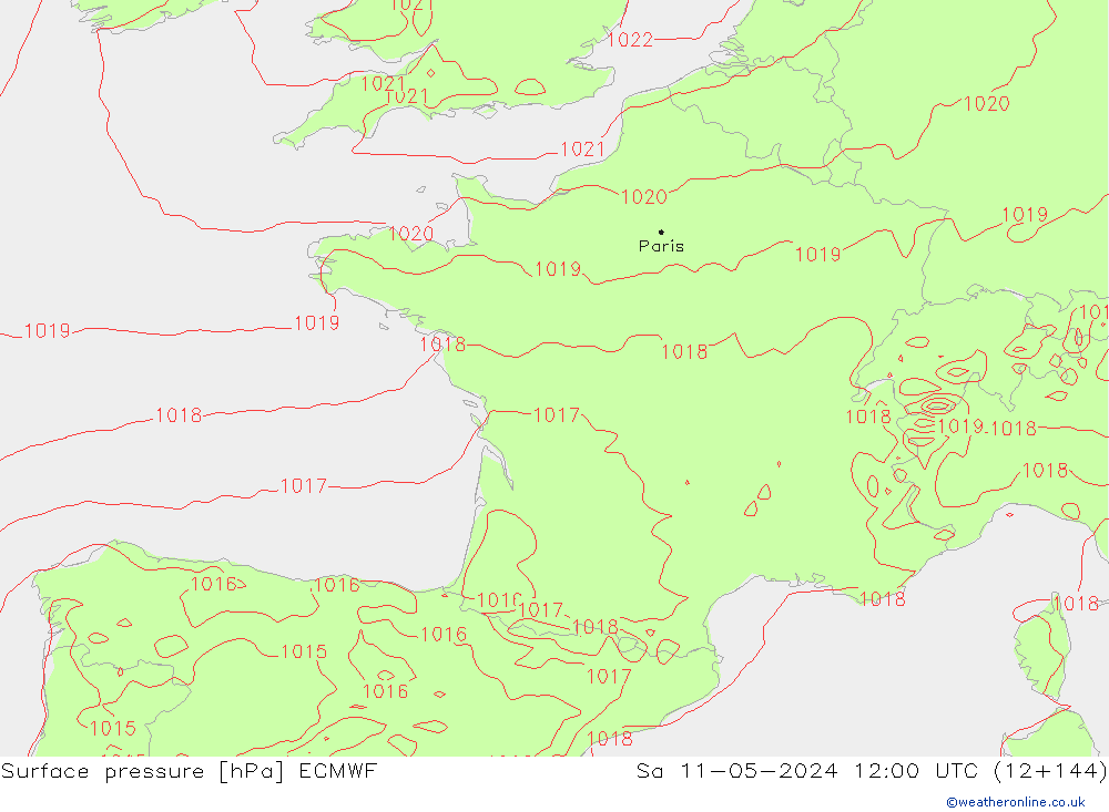 pressão do solo ECMWF Sáb 11.05.2024 12 UTC