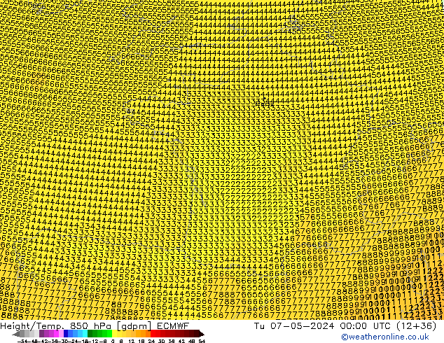 Height/Temp. 850 hPa ECMWF Di 07.05.2024 00 UTC