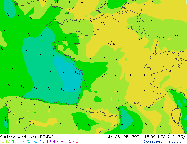 Surface wind ECMWF Mo 06.05.2024 18 UTC