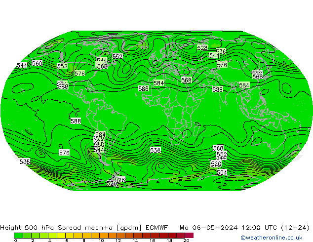 Height 500 hPa Spread ECMWF Mo 06.05.2024 12 UTC