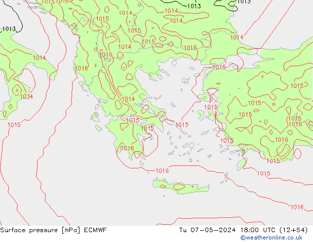 Bodendruck ECMWF Di 07.05.2024 18 UTC