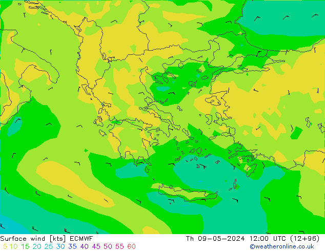 Vent 10 m ECMWF jeu 09.05.2024 12 UTC