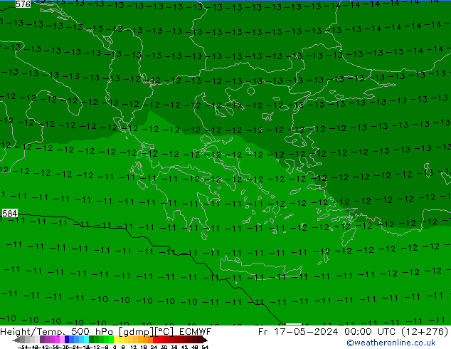Yükseklik/Sıc. 500 hPa ECMWF Cu 17.05.2024 00 UTC